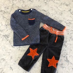 Mini Boden Baby Boy Courd and Sweater Set.